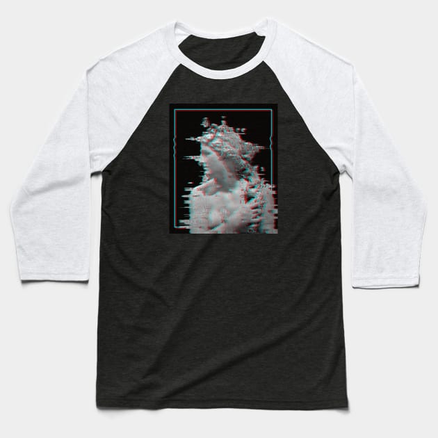 Glitching Statue Baseball T-Shirt by EarlAdrian